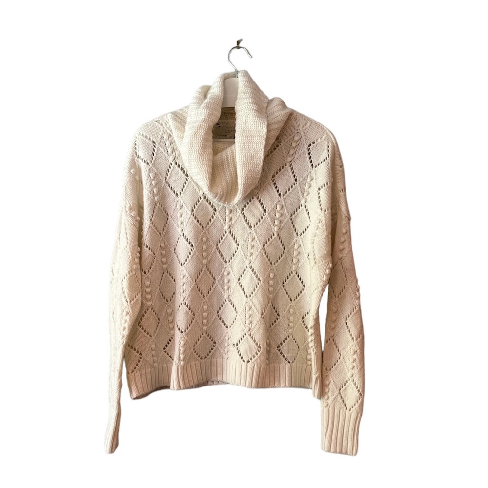 NWT NEW LOFT Cowlneck Crop Sweater Size L Cream, Off-White color, Cozy soft feel